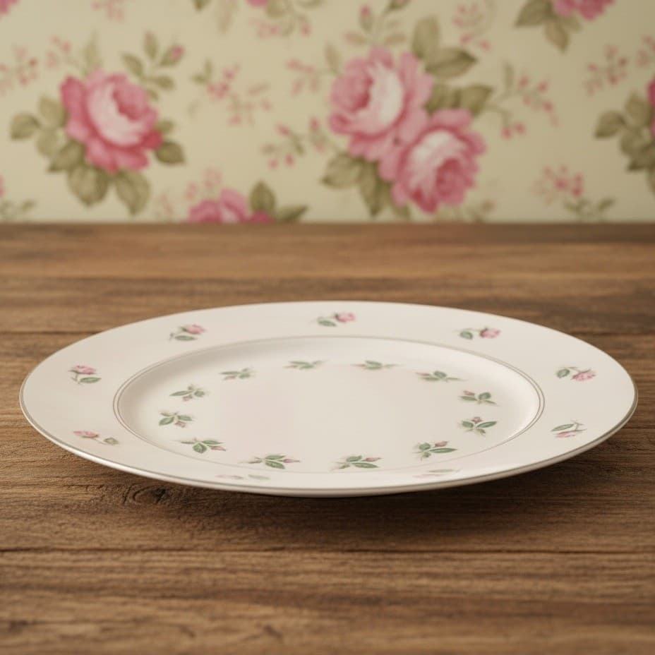 C.T. Tielsch Germany Antique Decorative Plate, White & Pink Floral Porcelain