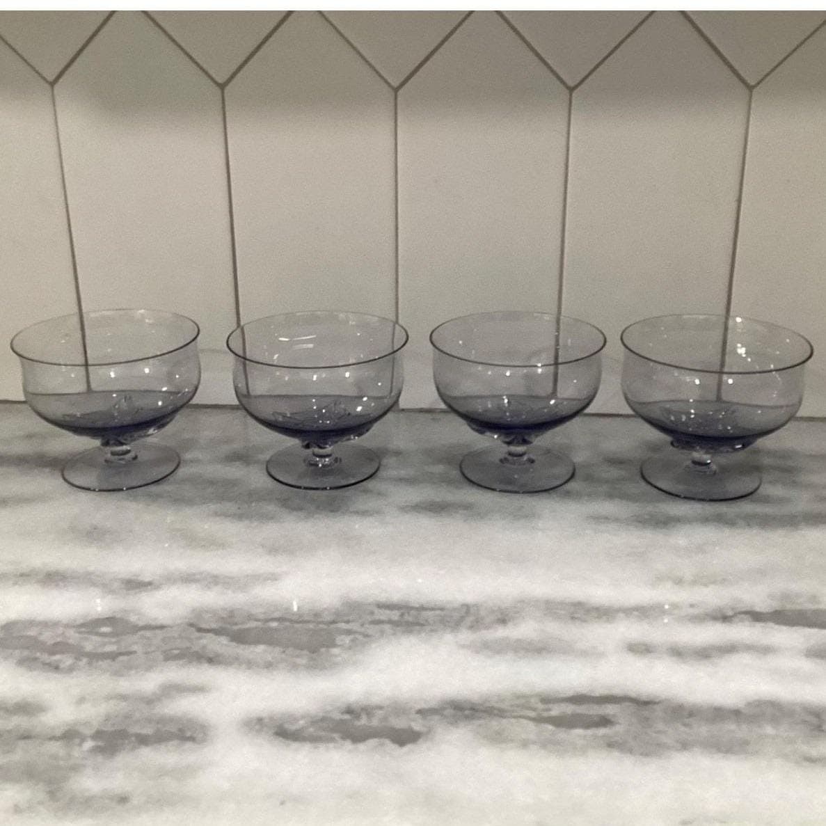 Blefeld Leaf Fantasy Lilac Sherbet Glasses, Set of 4, Vtg Hand-Blown Crystal - Thumbnail 11