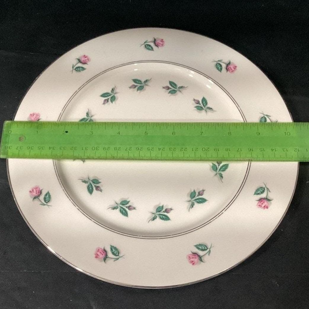 C.T. Tielsch Germany Antique Decorative Plate, White & Pink Floral Porcelain - Thumbnail 2