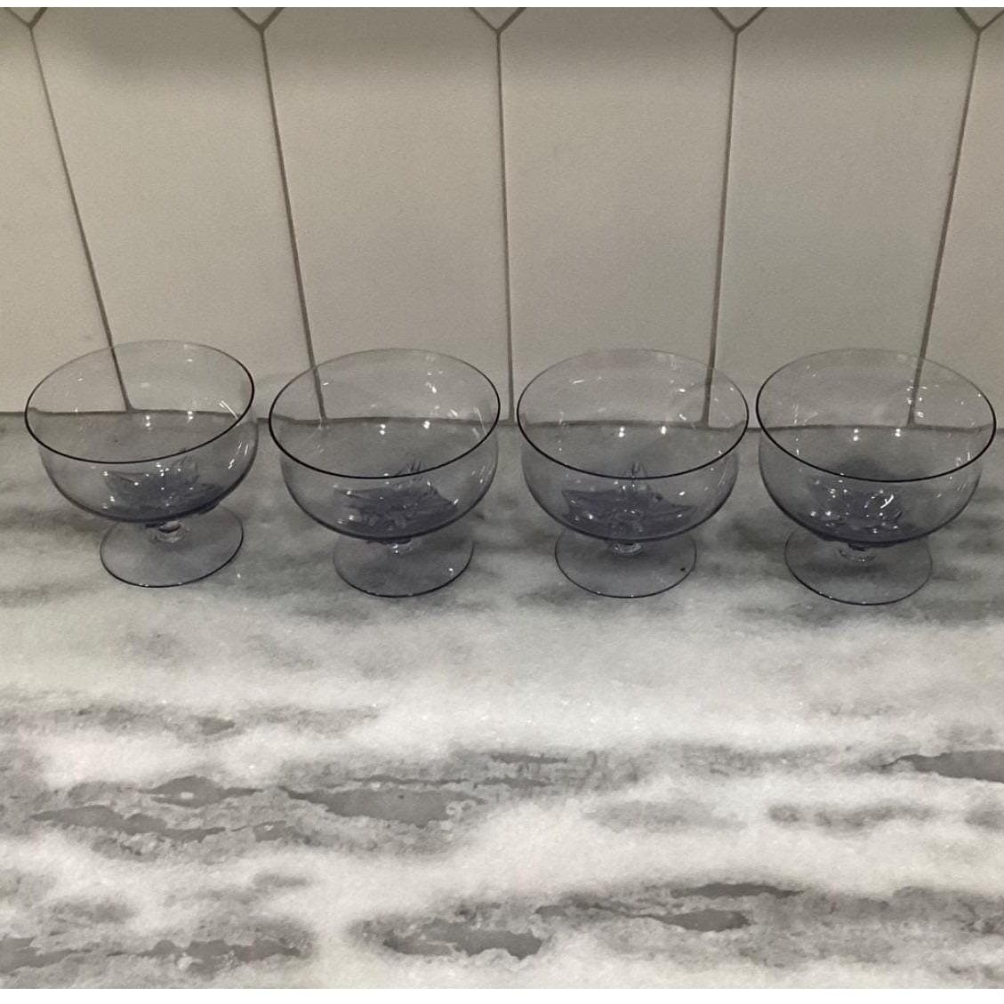Blefeld Leaf Fantasy Lilac Sherbet Glasses, Set of 4, Vtg Hand-Blown Crystal - Thumbnail 6