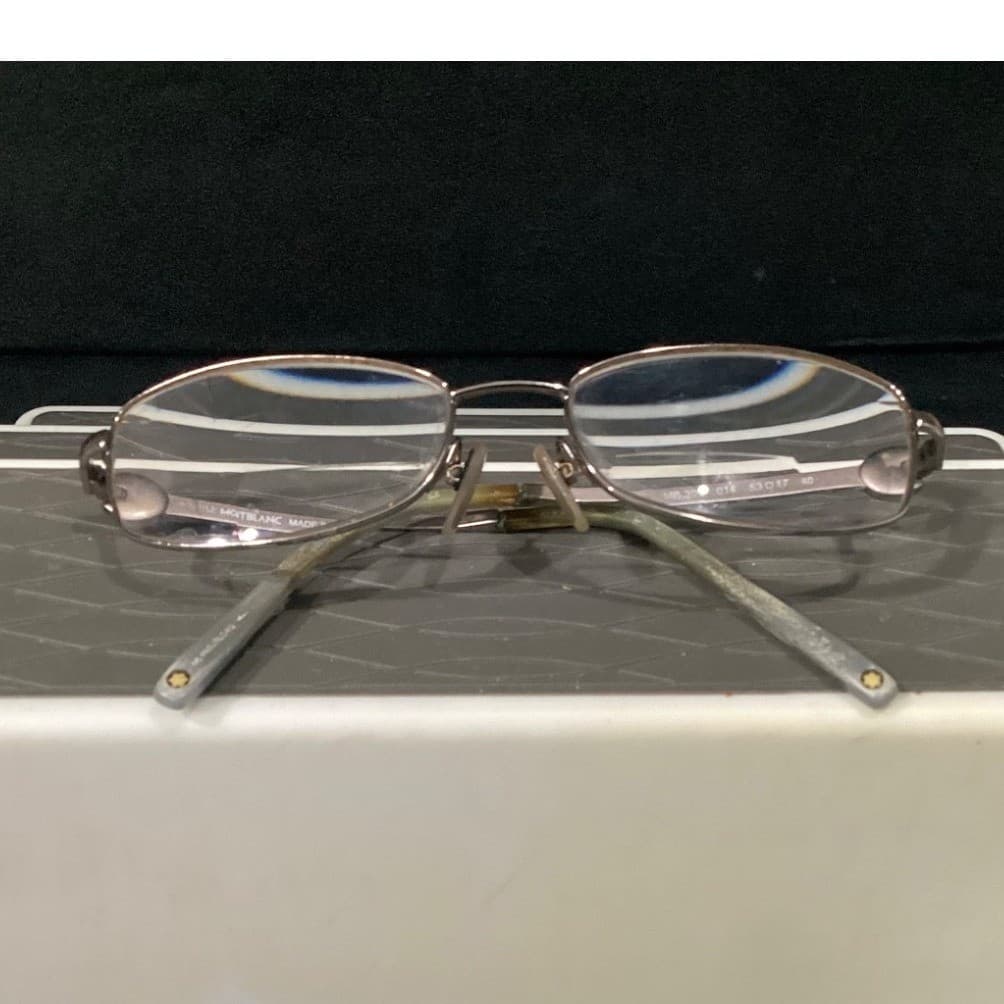 Montblanc MB 395 014 Silver Rectangular Metal Eyeglasses Frames Italy 53-17-140 - Thumbnail 8