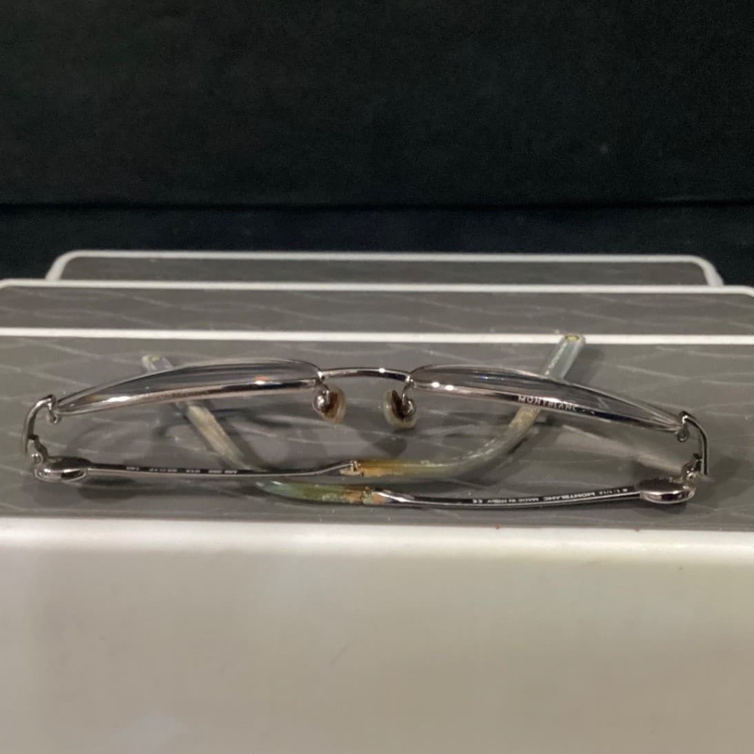 Montblanc MB 395 014 Silver Rectangular Metal Eyeglasses Frames Italy 53-17-140 - Thumbnail 7