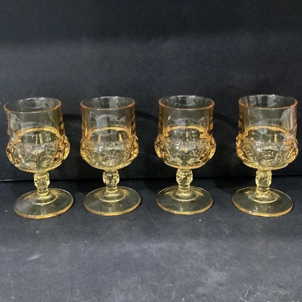 Indiana Glass Kings Crown Thumbprint Wine Goblets, Set of 4, Vintage Stemware - Thumbnail 10