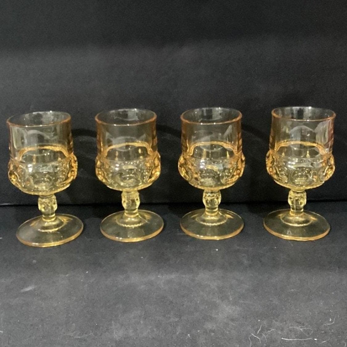 Indiana Glass Kings Crown Thumbprint Wine Goblets, Set of 4, Vintage Stemware - Thumbnail 8