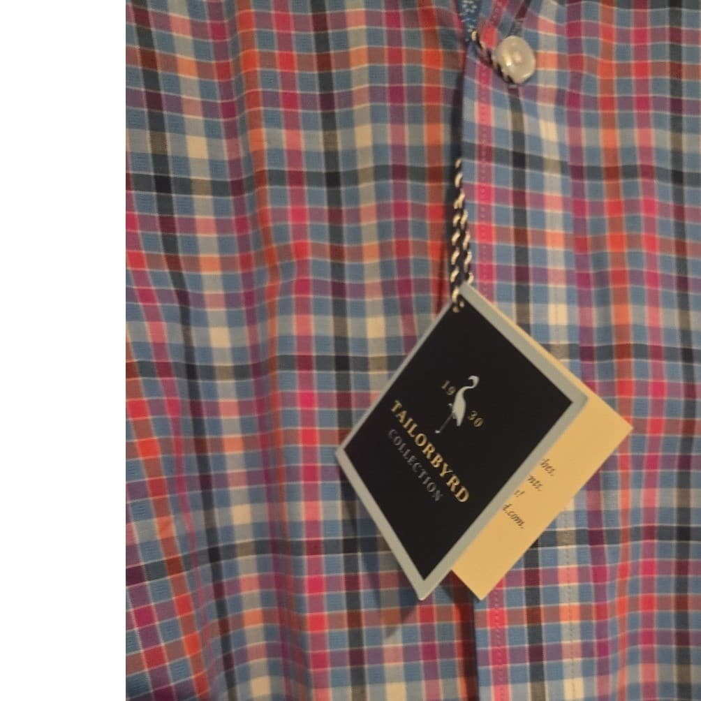 Tailorbyrd Collection Plaid Button Down Shirt Red Blue Cotton, Men's Large NWT - Thumbnail 9