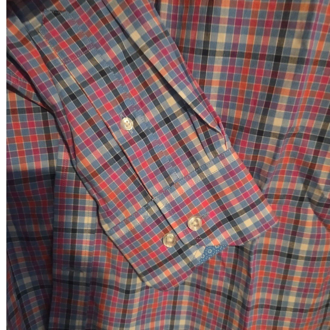 Tailorbyrd Collection Plaid Button Down Shirt Red Blue Cotton, Men's Large NWT - Thumbnail 7