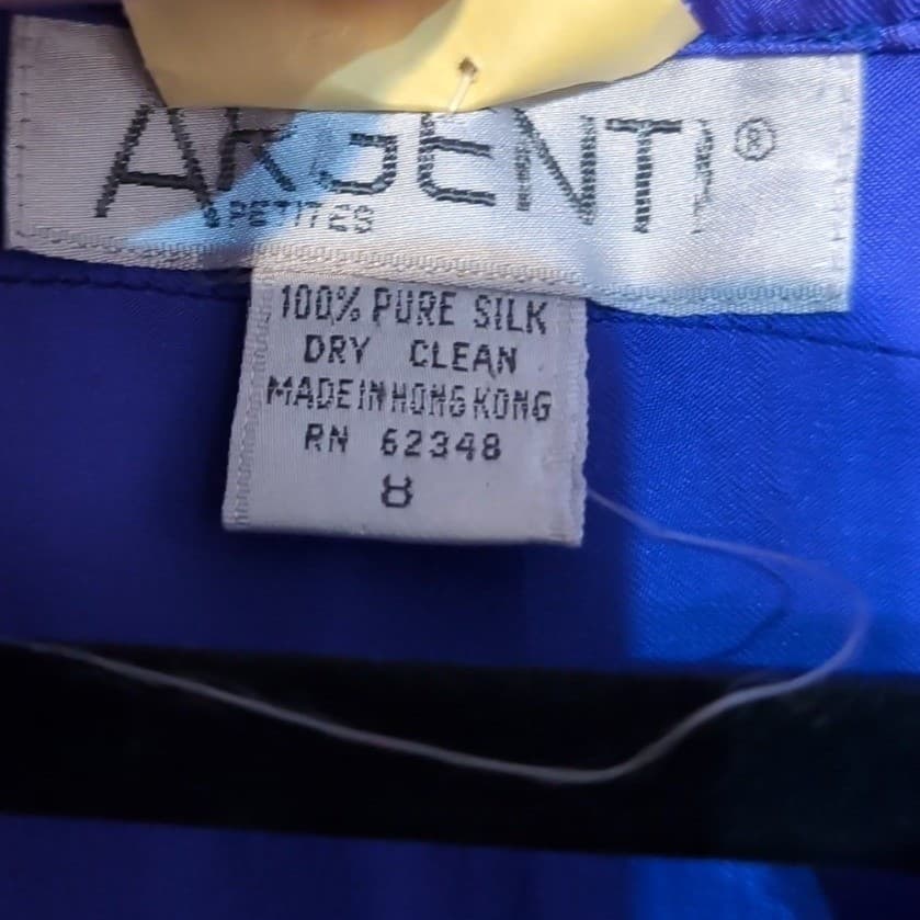 Pat Argenti Petites Royal Blue 100% Silk Pleated Tiered Sheath Dress, Women's 8P - Thumbnail 5