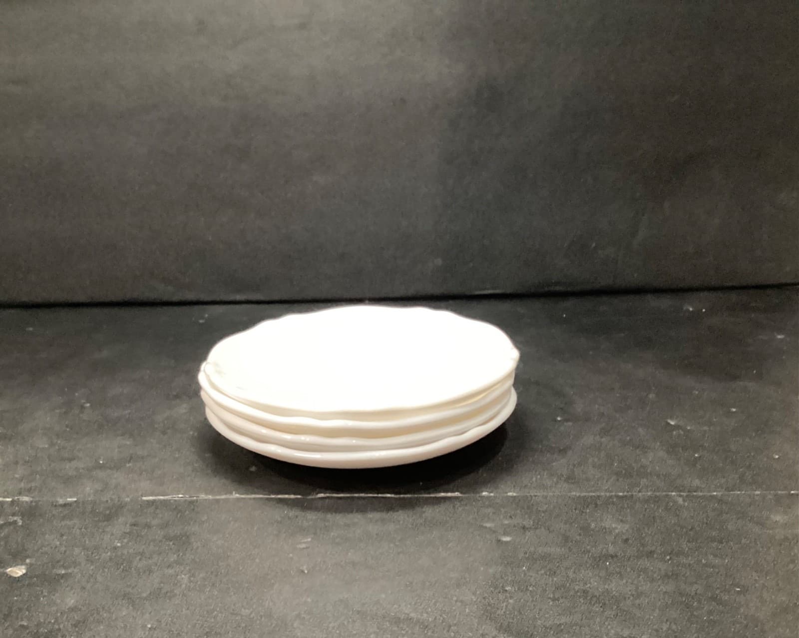 Arcopal France TRIANON IVORY Scalloped Swirls Milk Glass 5 3/8" Set of 4 Saucer - Thumbnail 5