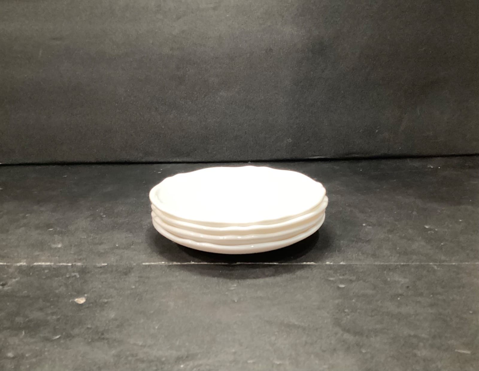 Arcopal France TRIANON IVORY Scalloped Swirls Milk Glass 5 3/8" Set of 4 Saucer - Thumbnail 6