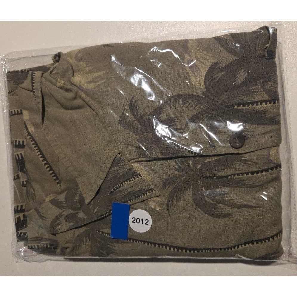 World Island Green Palm Tree Rayon Short Sleeve Button Down Shirt, Men's Large - Thumbnail 10
