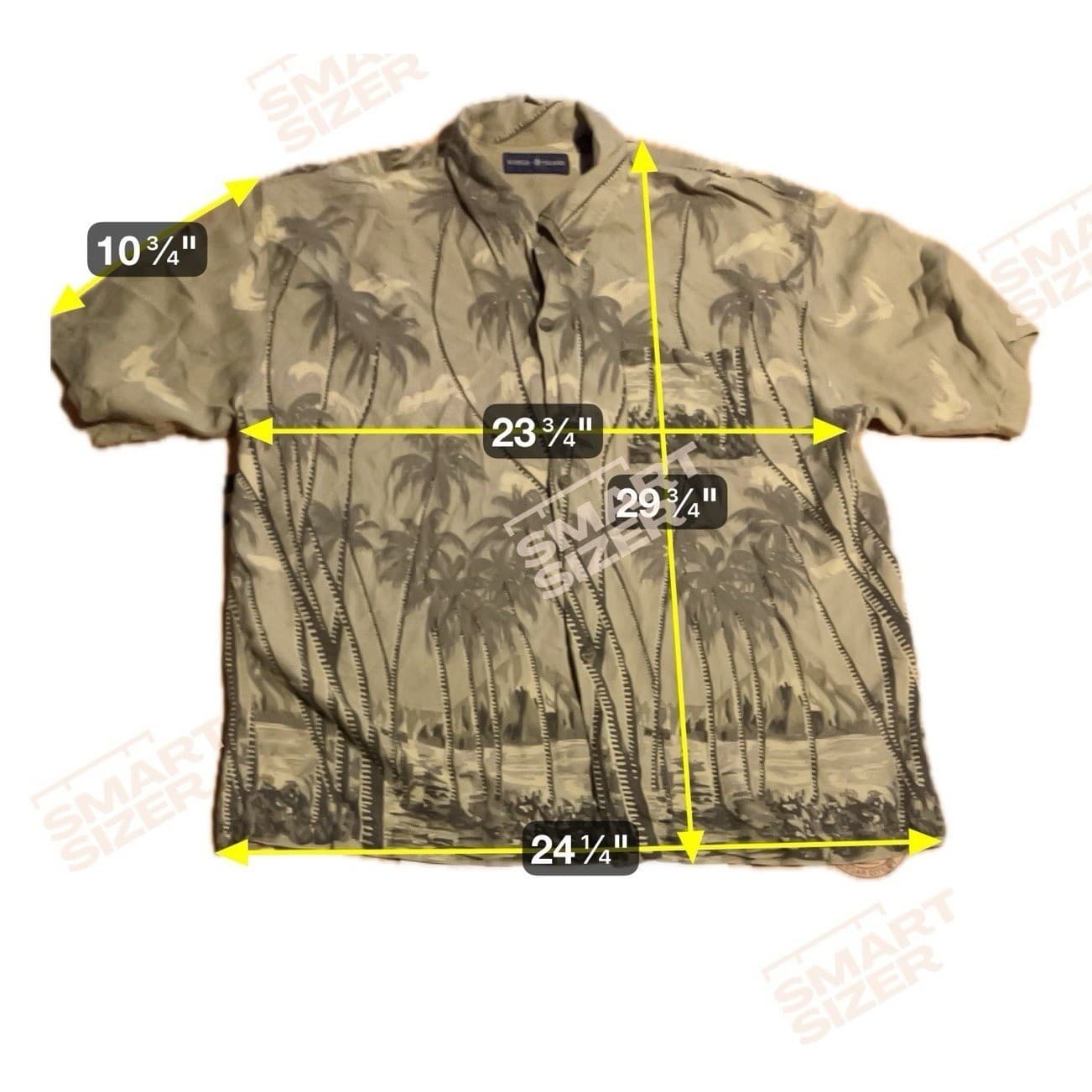 World Island Green Palm Tree Rayon Short Sleeve Button Down Shirt, Men's Large - Thumbnail 2