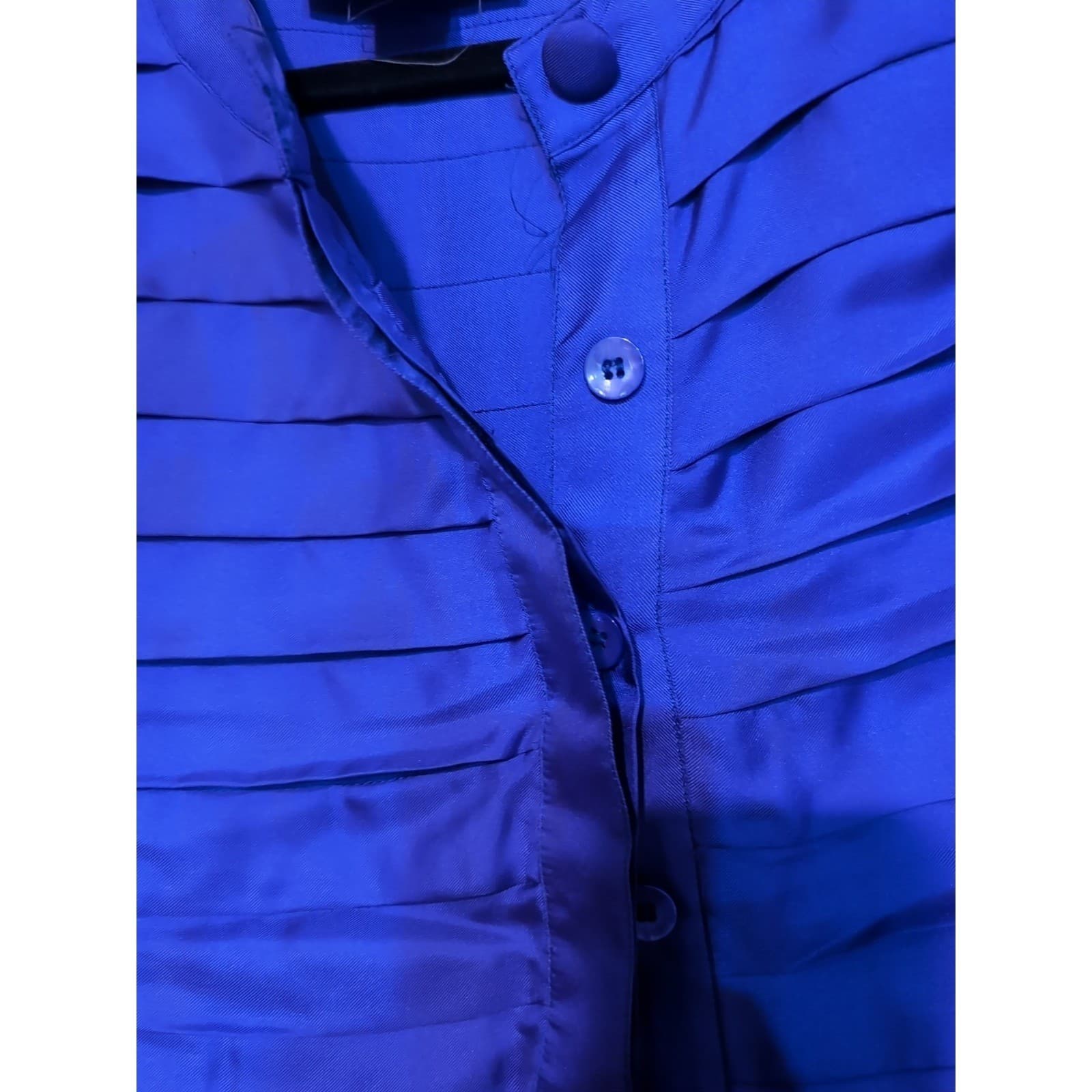 Pat Argenti Petites Royal Blue 100% Silk Pleated Tiered Sheath Dress, Women's 8P - Thumbnail 6