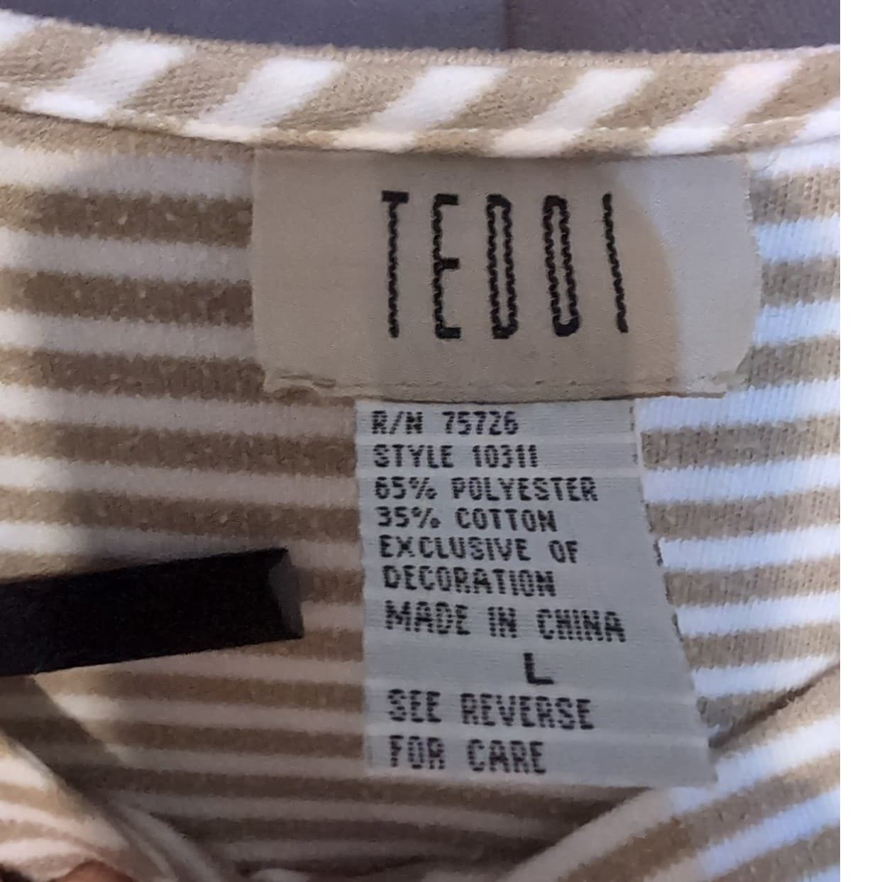 Teddi Tan White Striped Giraffe Embroidered Short Sleeve Top, Women's Large - Thumbnail 5