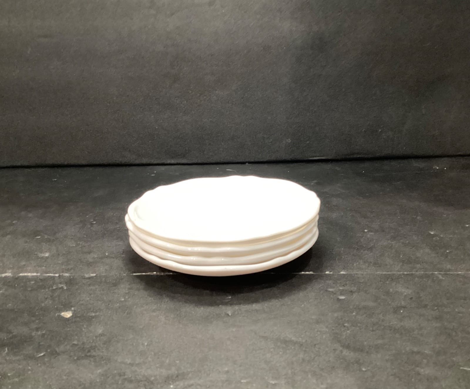 Arcopal France TRIANON IVORY Scalloped Swirls Milk Glass 5 3/8" Set of 4 Saucer - Thumbnail 8