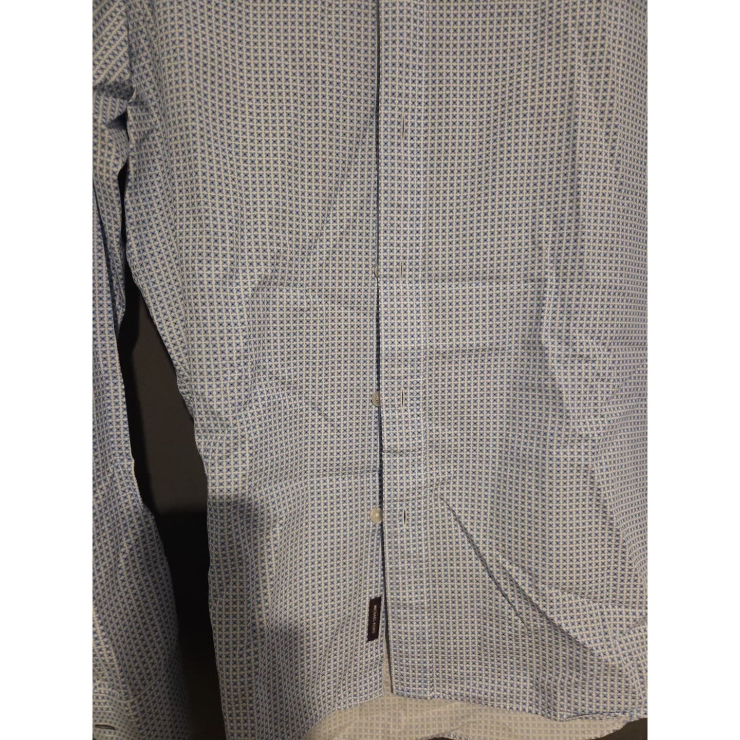 Michael Kors Blue Geometric Starburst Button Down Shirt Classic Fit, Mens 's L - Thumbnail 6
