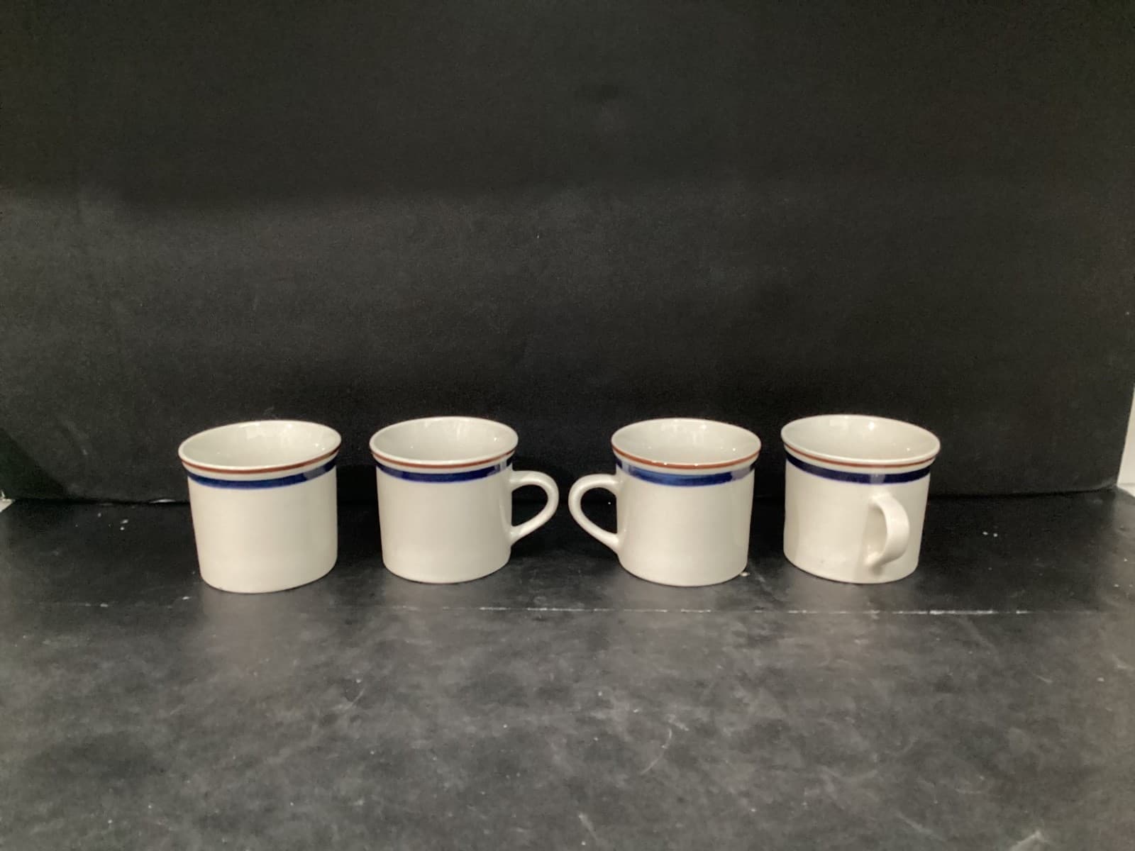 Set of 4 TIENSHAN Stoneware Coffee Mugs Cups Striped Banded