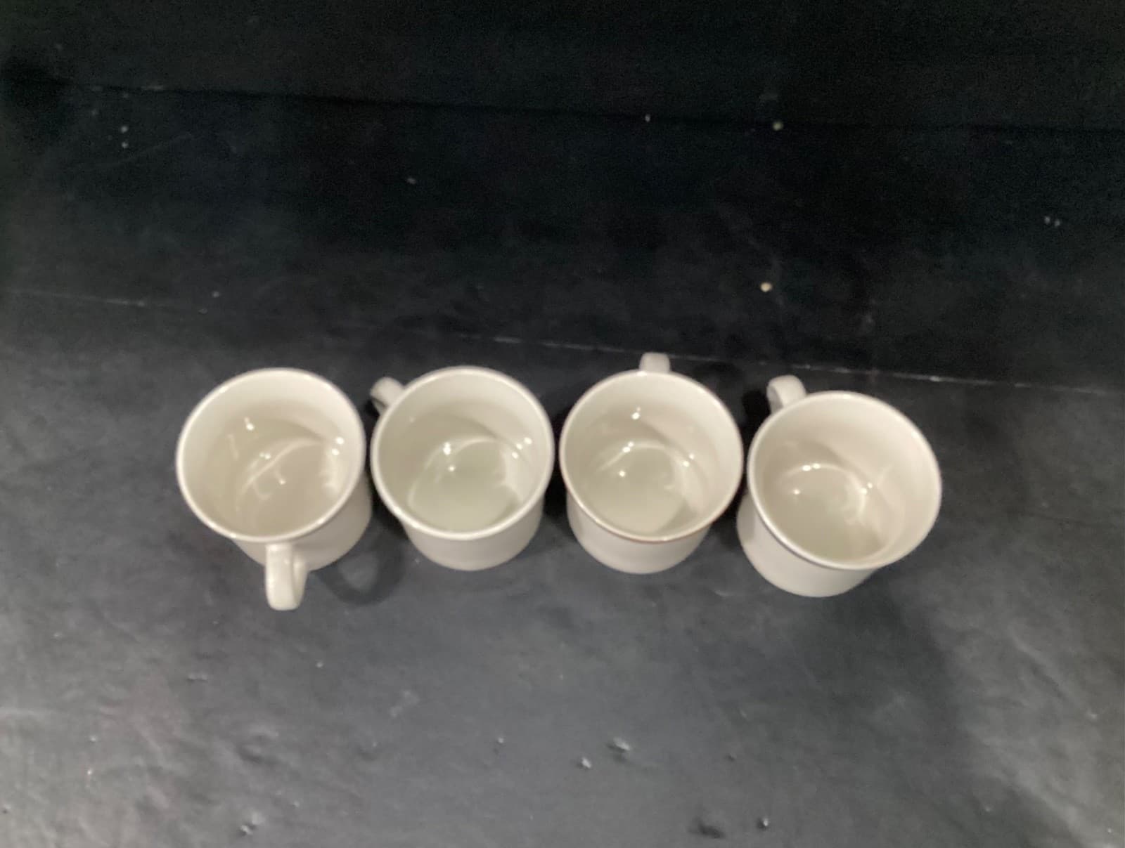 Set of 4 TIENSHAN Stoneware Coffee Mugs Cups Striped Banded - Thumbnail 3