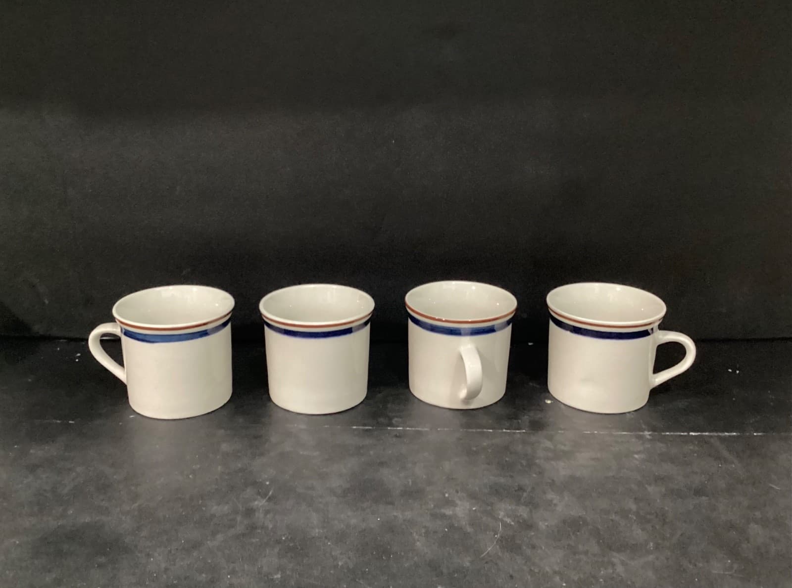 Set of 4 TIENSHAN Stoneware Coffee Mugs Cups Striped Banded - Thumbnail 8