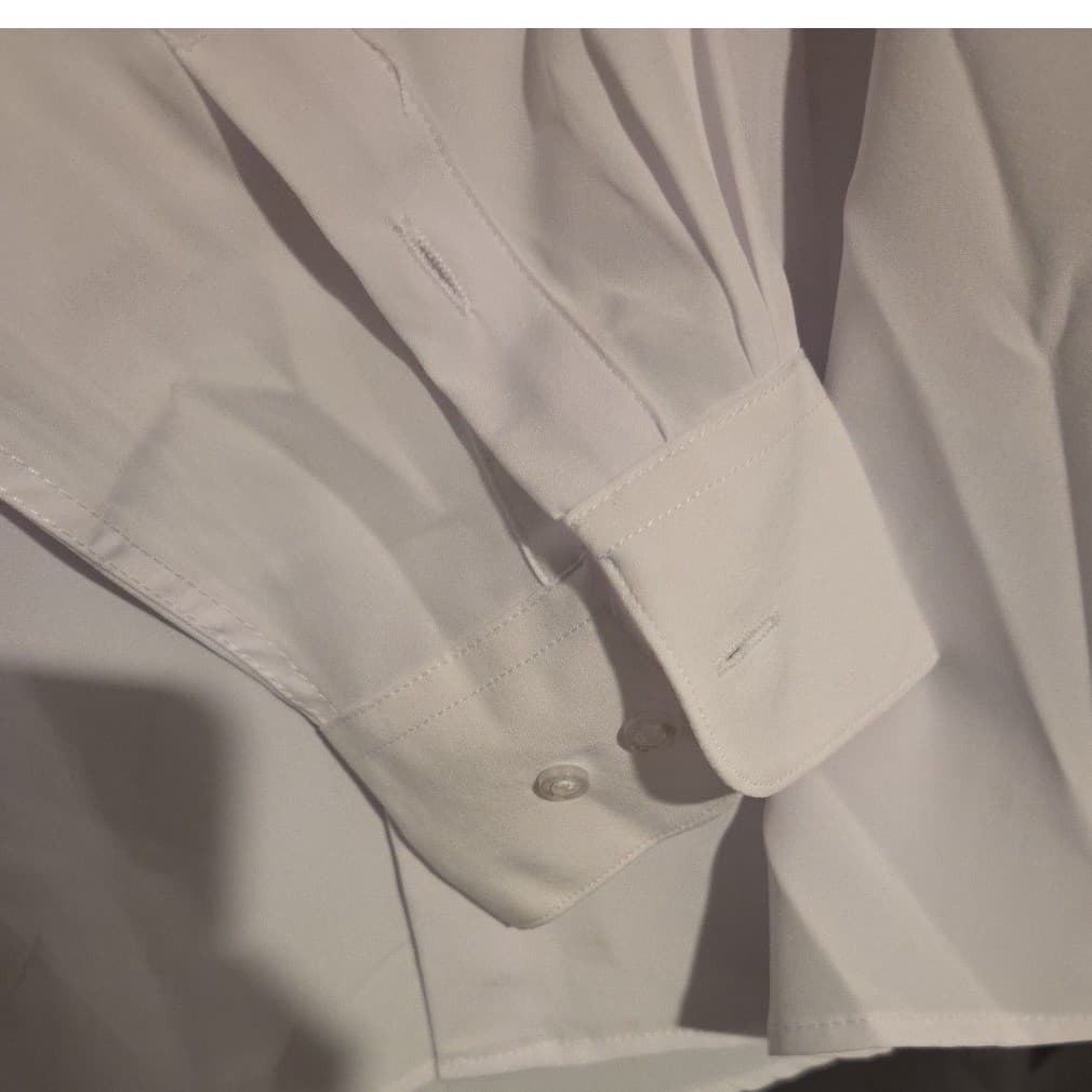 Nautica Slim Fit White Long Sleeve Shirt, Avant Logo, Men's Large 16-16.5 34/35 - Thumbnail 7