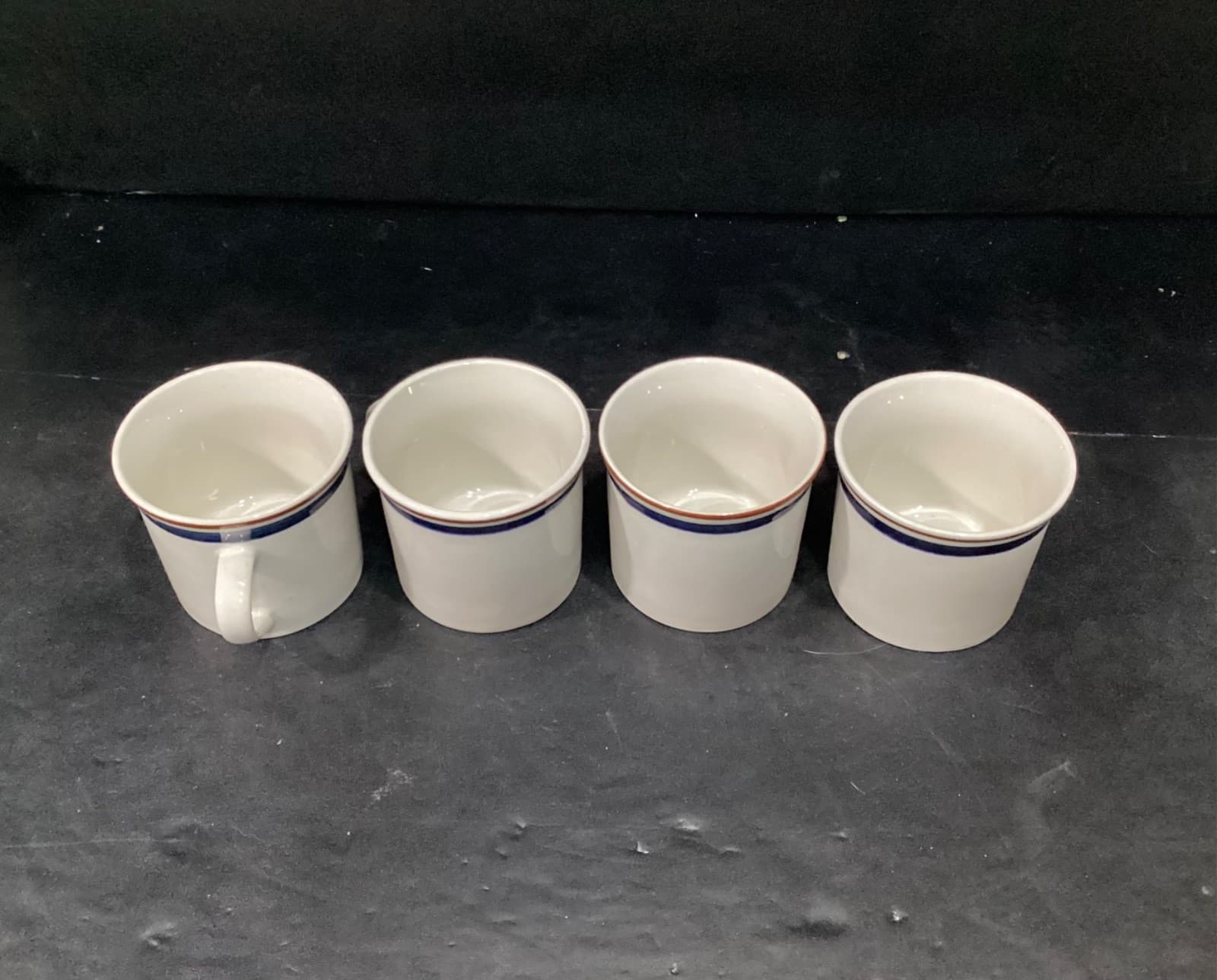 Set of 4 TIENSHAN Stoneware Coffee Mugs Cups Striped Banded - Thumbnail 2