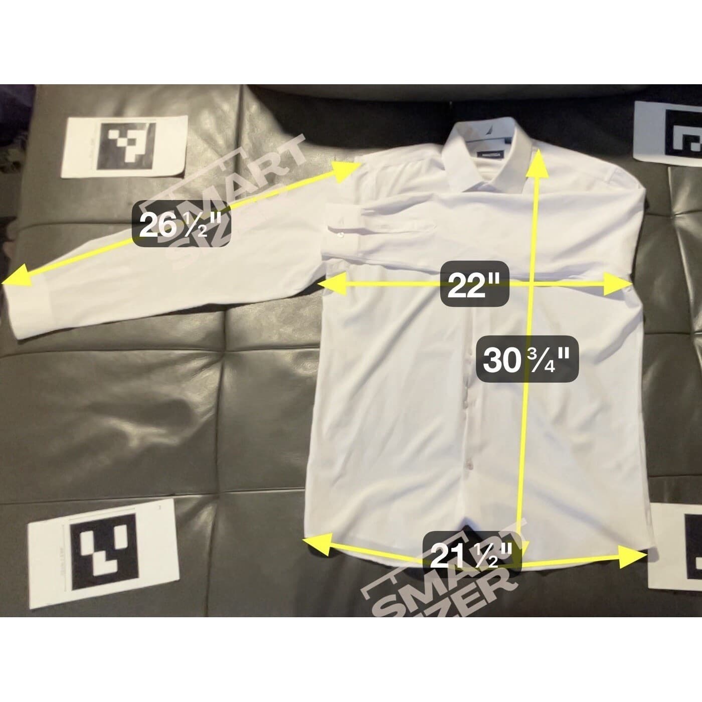 Nautica Slim Fit White Long Sleeve Shirt, Avant Logo, Men's Large 16-16.5 34/35 - Thumbnail 2