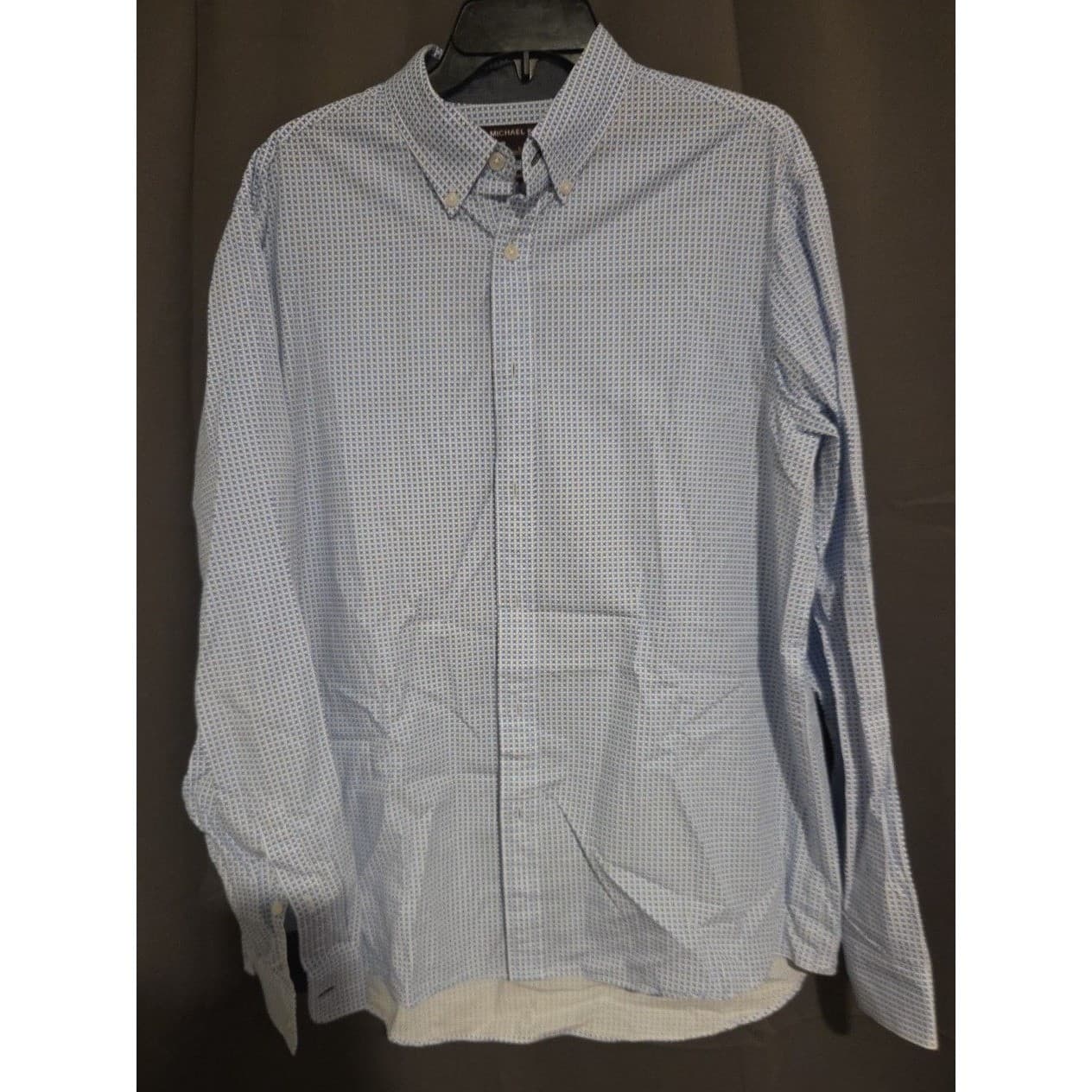 Michael Kors Blue Geometric Starburst Button Down Shirt Classic Fit, Mens 's L - Thumbnail 3