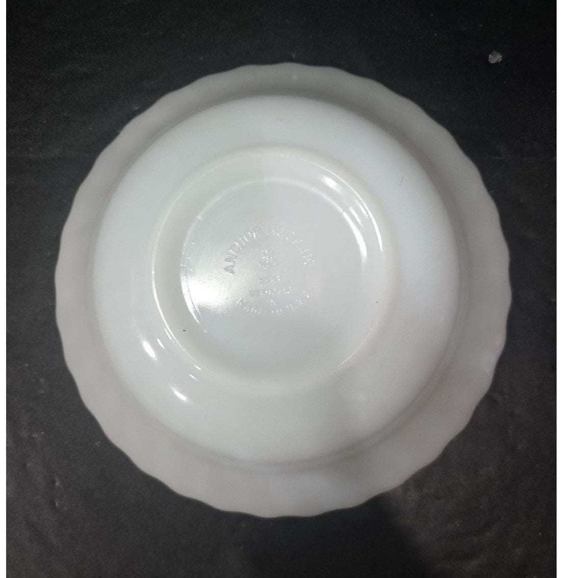Anchor Hocking Fire King Milk Glass Bowl, Vintage Swirl Pattern Serving Dish - Thumbnail 4