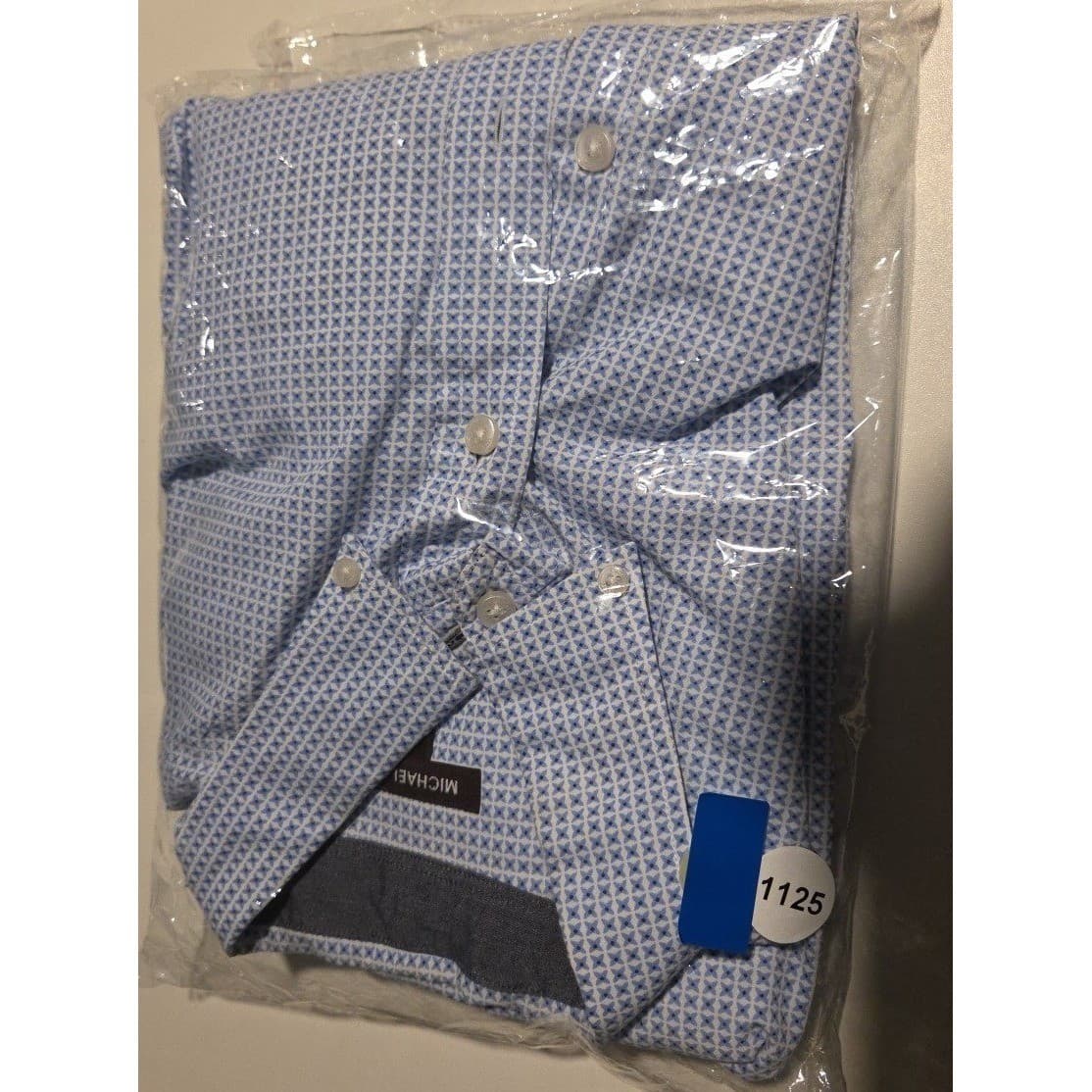Michael Kors Blue Geometric Starburst Button Down Shirt Classic Fit, Mens 's L - Thumbnail 9