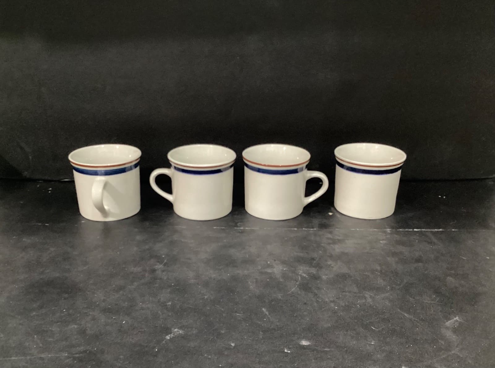 Set of 4 TIENSHAN Stoneware Coffee Mugs Cups Striped Banded - Thumbnail 9