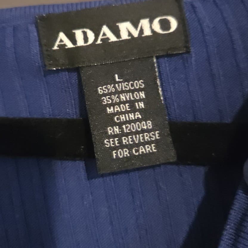 Adamo Royal Blue Ribbed Knit Hooded Button Front Cardigan, Women's Large Sweater - Thumbnail 5