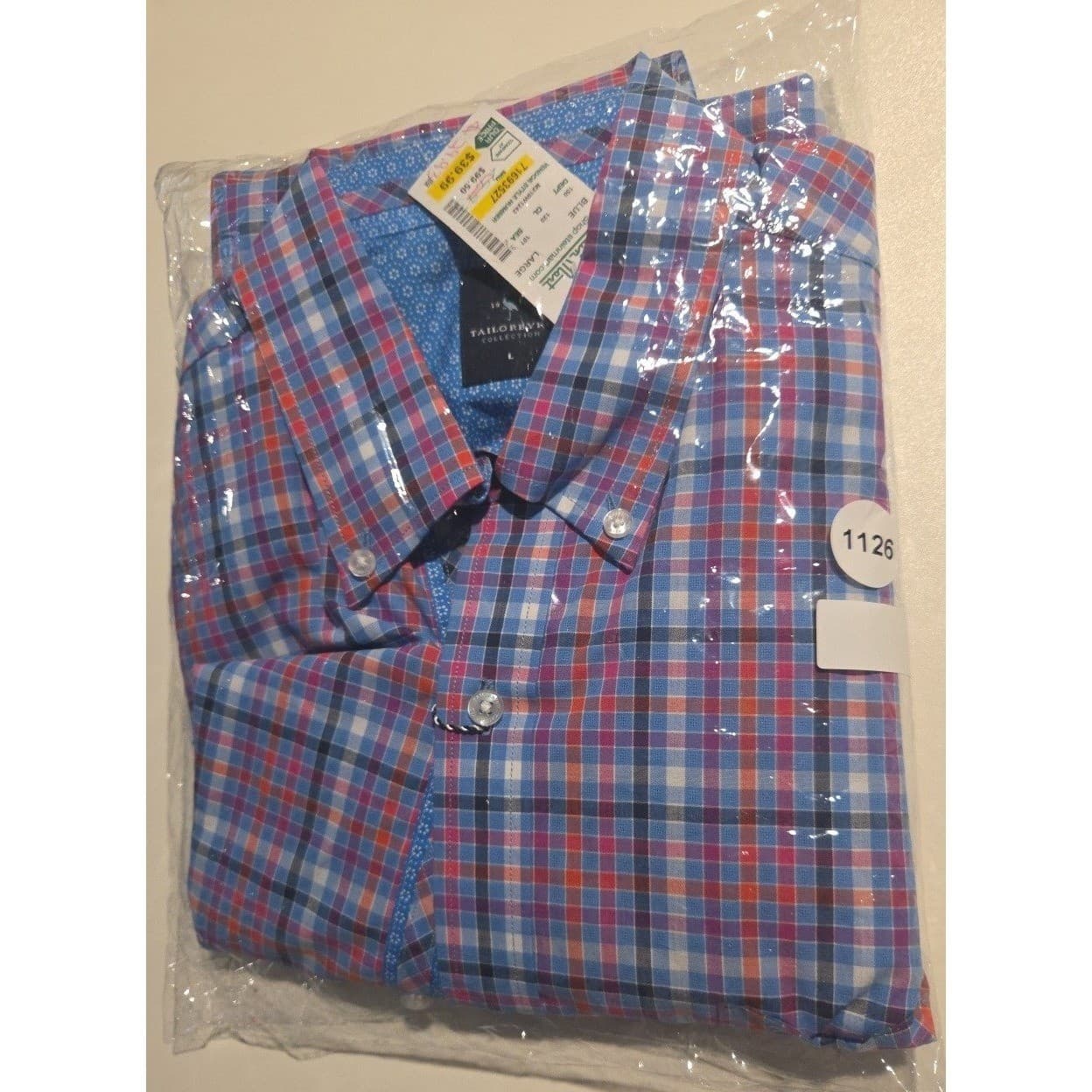 Tailorbyrd Collection Plaid Button Down Shirt Red Blue Cotton, Men's Large NWT - Thumbnail 10