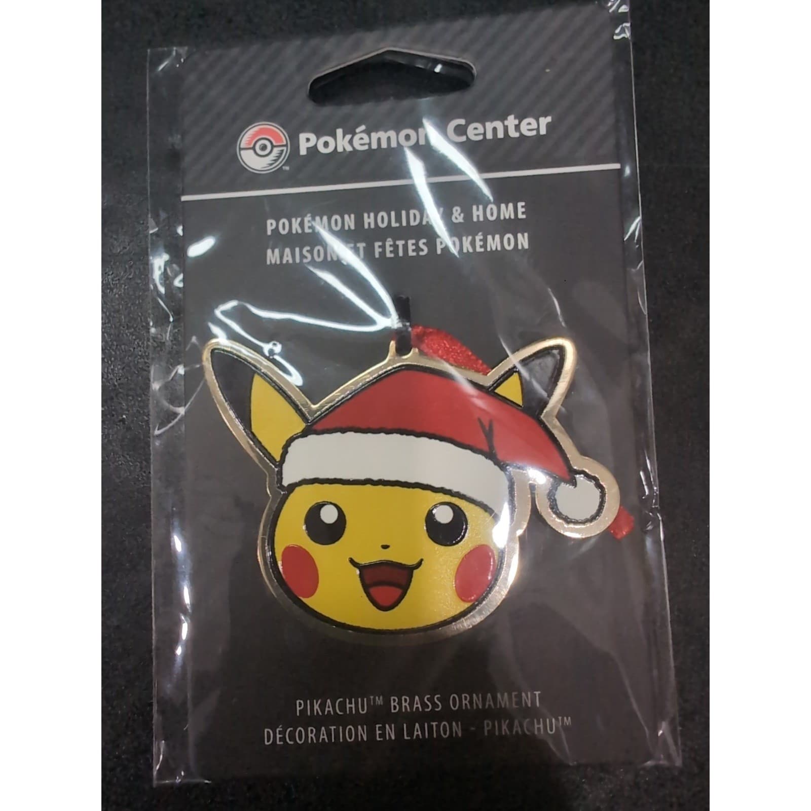 Pokemon Center Pikachu Brass Ornament Holiday Home Santa Hat 710-08057 NEW - Thumbnail 3