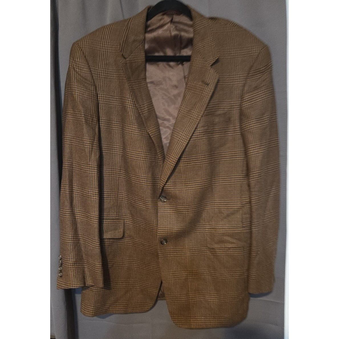 Hart Schaffner Marx Brown Blazer, Men's 42L Plaid Sport Coat, Two Button, Tweed - Thumbnail 3