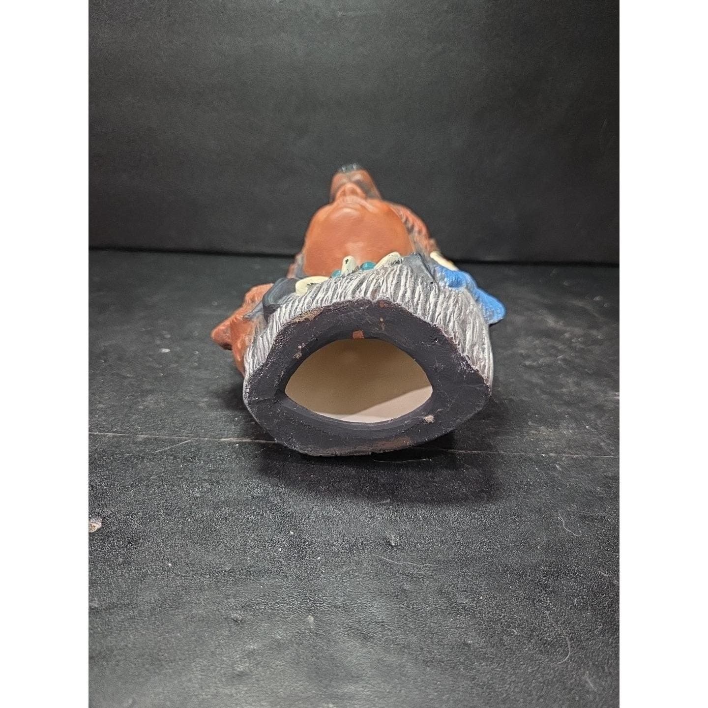 Native American Indian Chief with Bear Hat Ceramic Figurine, Vtg Spirit Decor - Thumbnail 8