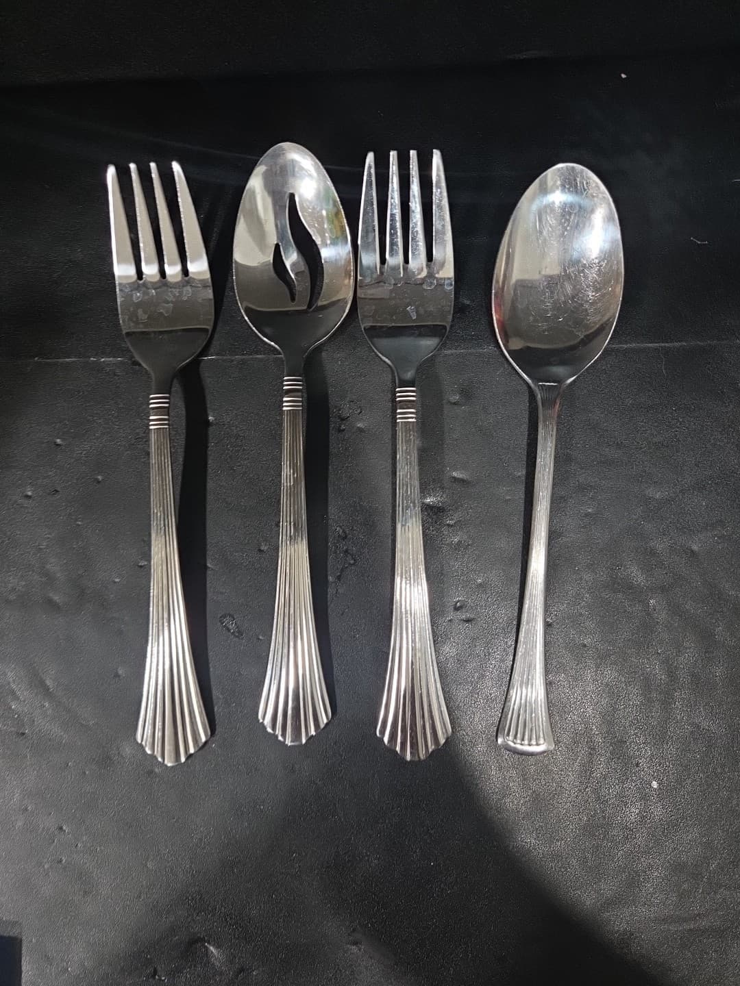 Farberware Heron Silverware Set, 4 Serving Pieces, Stainless Flatware, Cutlery