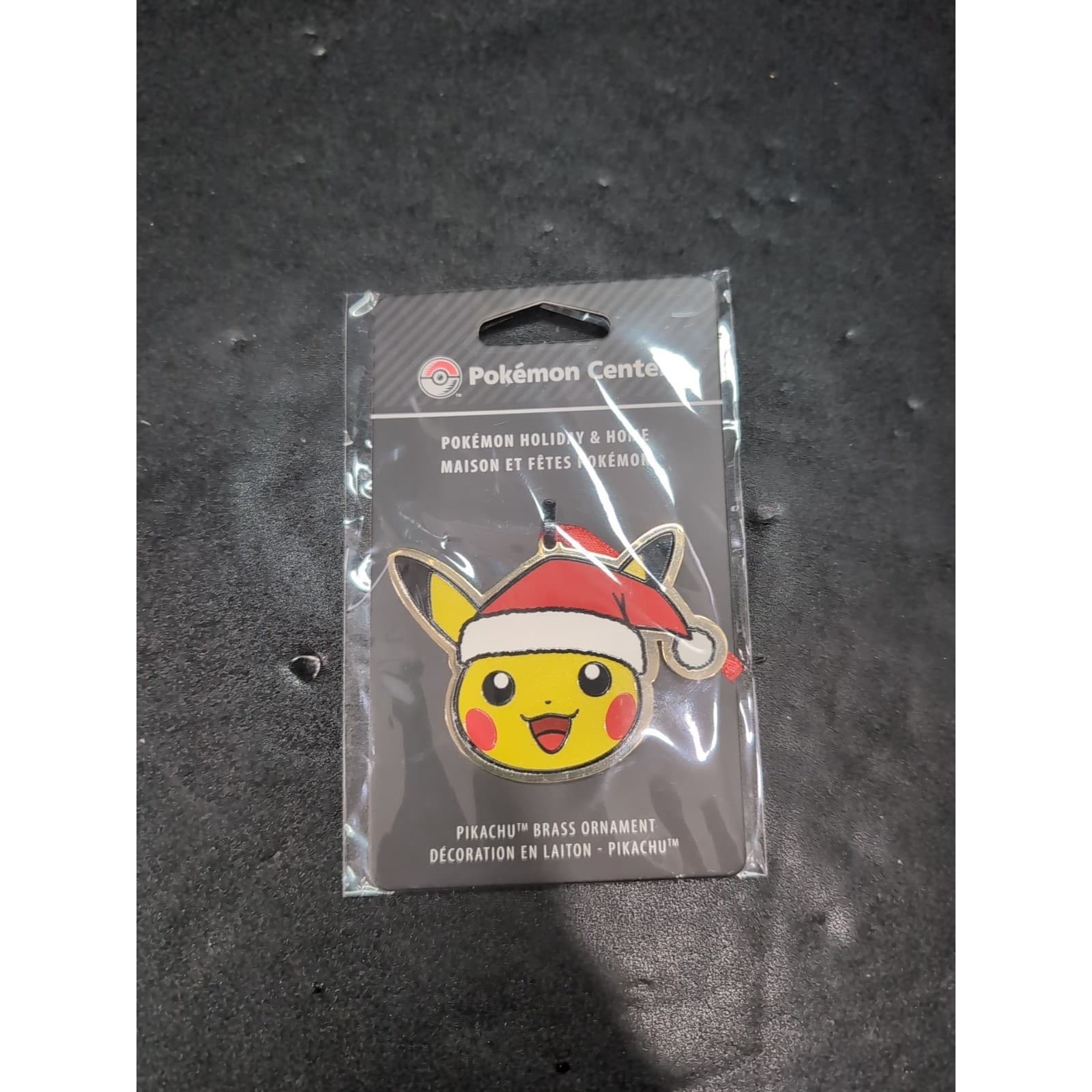 Pokemon Center Pikachu Brass Ornament Holiday Home Santa Hat 710-08057 NEW