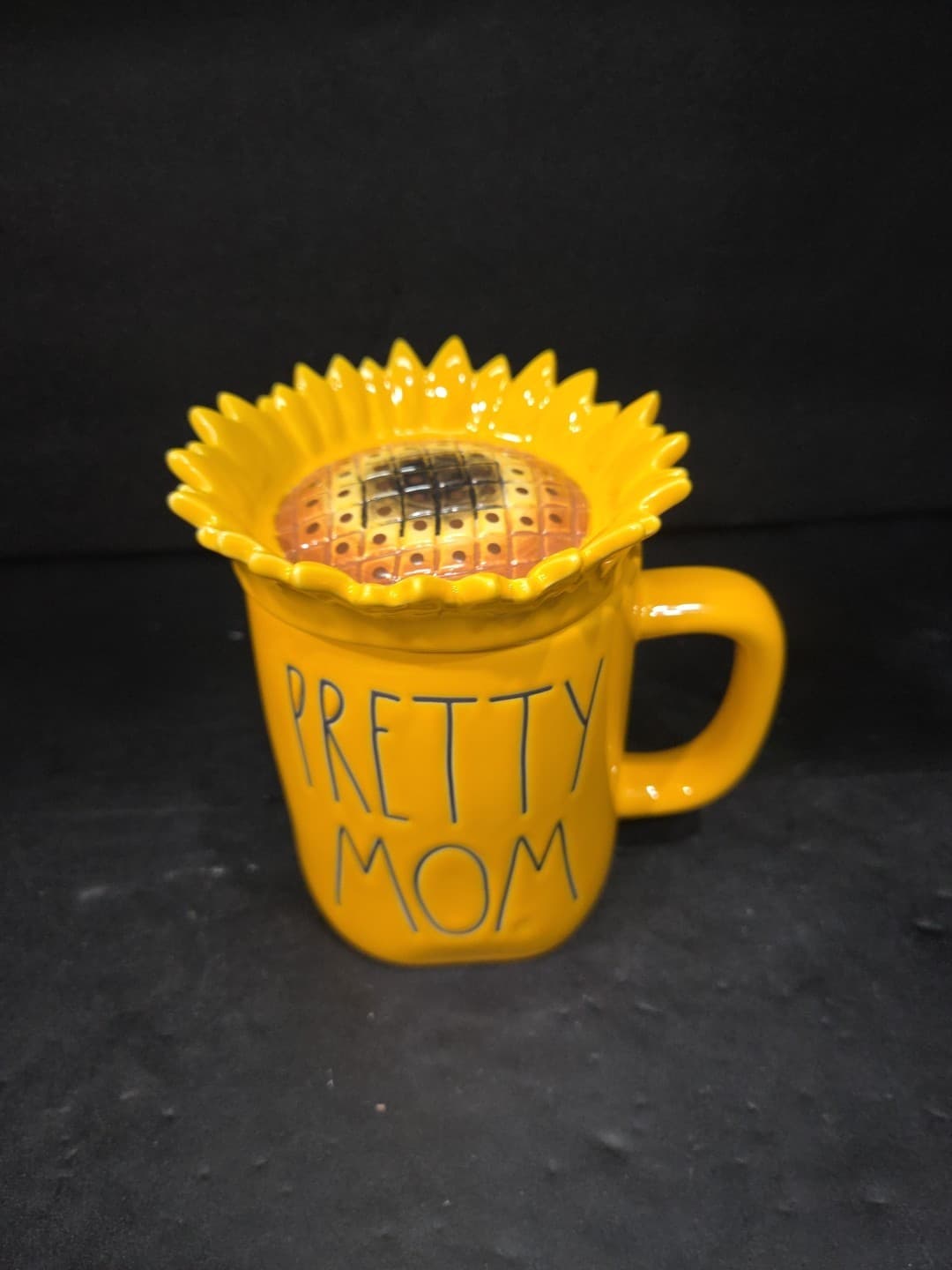Rae Dunn "Pretty Mom" Yellow Mug, Sunflower Topper, Floral Mug, Mother's Day - Thumbnail 5