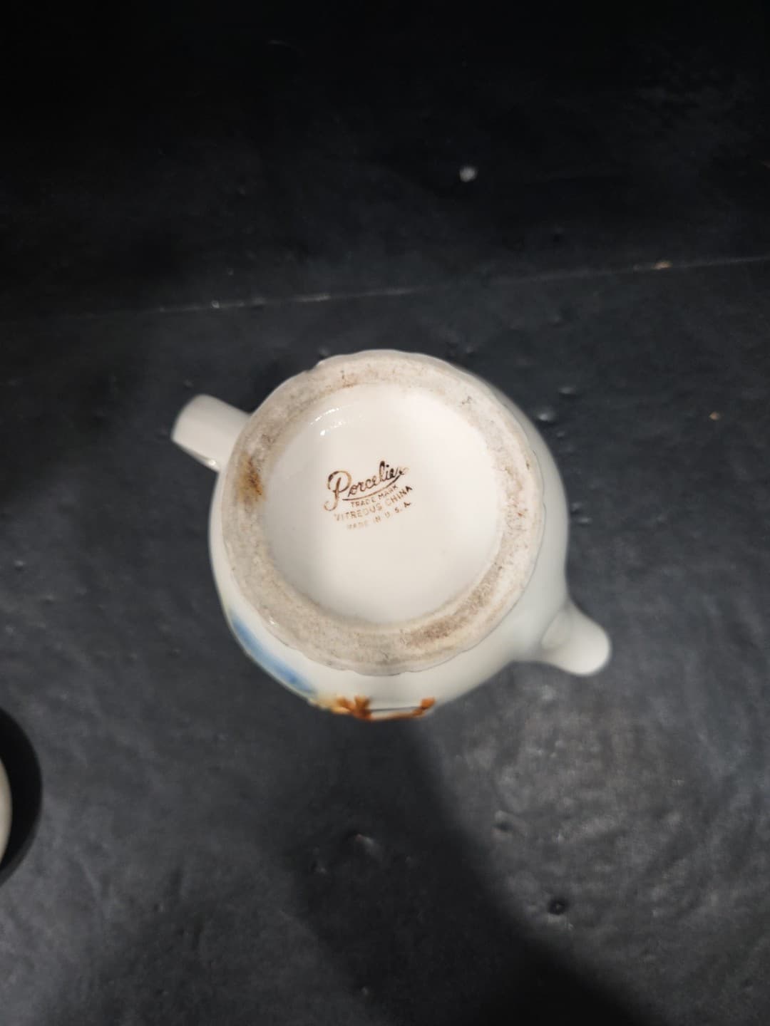 Porcelier Vitreous Teapot, Spinning Wheel Design, Small 2 Cup Ivory Teapot, Vtg - Thumbnail 7