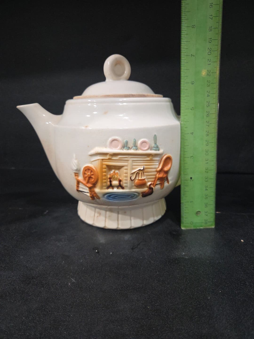 Porcelier Hand Decorated Tea Pot, Collectible Vitreous China, Colonial Hearth - Thumbnail 11