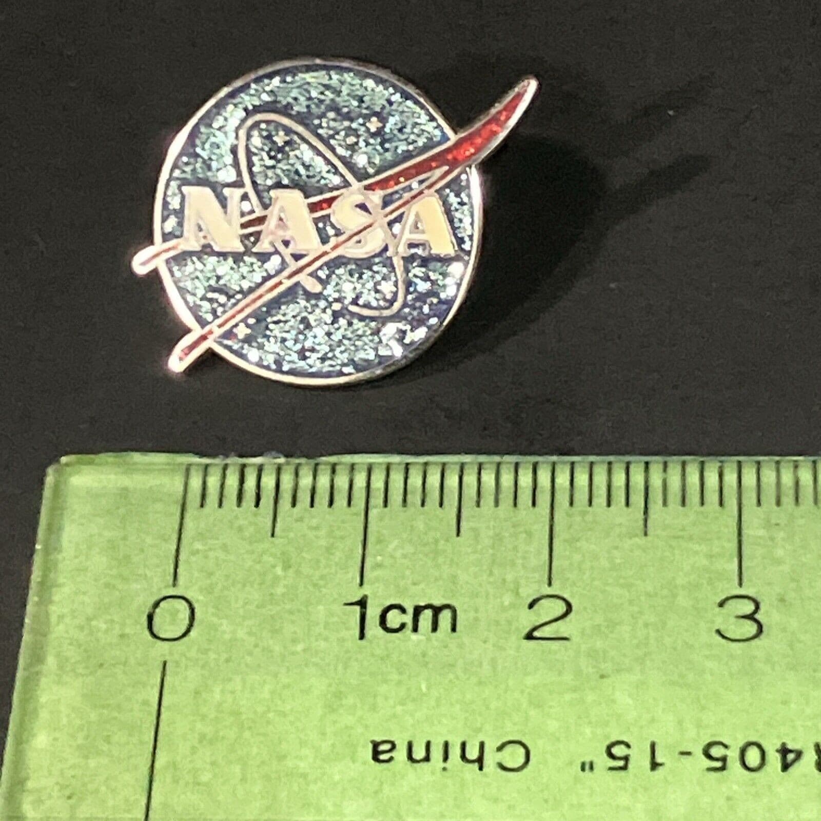 NASA Meatball Logo Blue Glitter Enamel Lapel Pin Space Science Accessory - Thumbnail 3