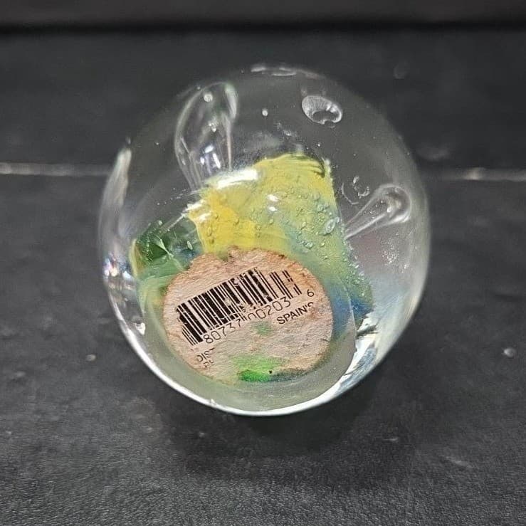 Dancing Green Bubble Paperweight, Vintage Egg Shaped Art Glass, Desk Decor - Thumbnail 7
