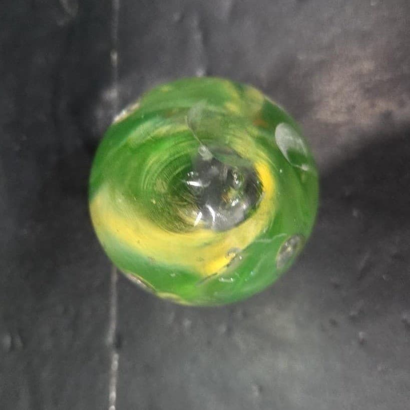 Dancing Green Bubble Paperweight, Vintage Egg Shaped Art Glass, Desk Decor - Thumbnail 6