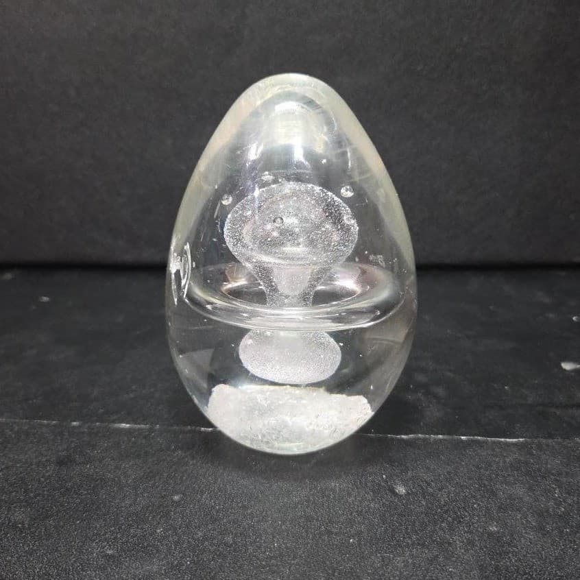 Nuclear Mushroom Handmade Paperweight, Clear Art Glass Egg, Vintage Desk Decor - Thumbnail 3