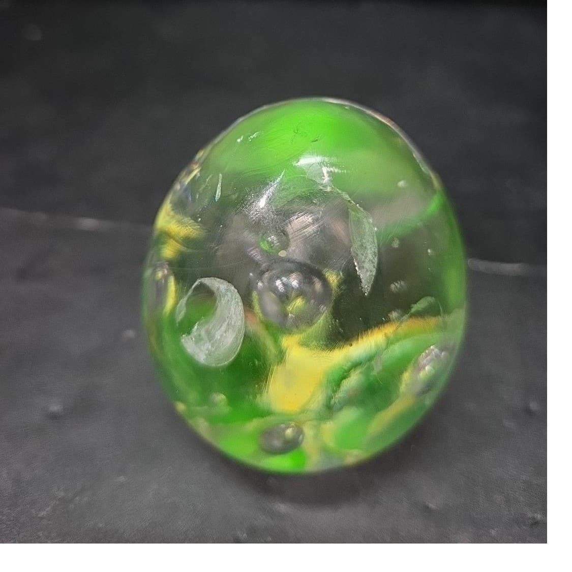 Dancing Green Bubble Paperweight, Vintage Egg Shaped Art Glass, Desk Decor - Thumbnail 10