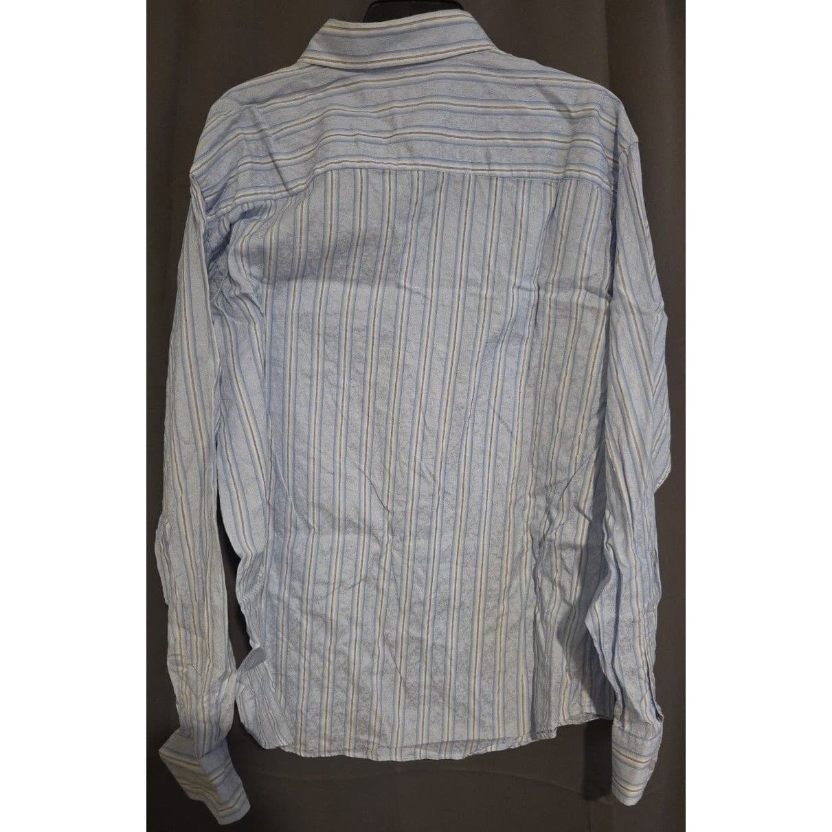 Bugatchi Uomo Blue White Striped Paisley Jacquard Button Down, Men's XL Shirt - Thumbnail 4
