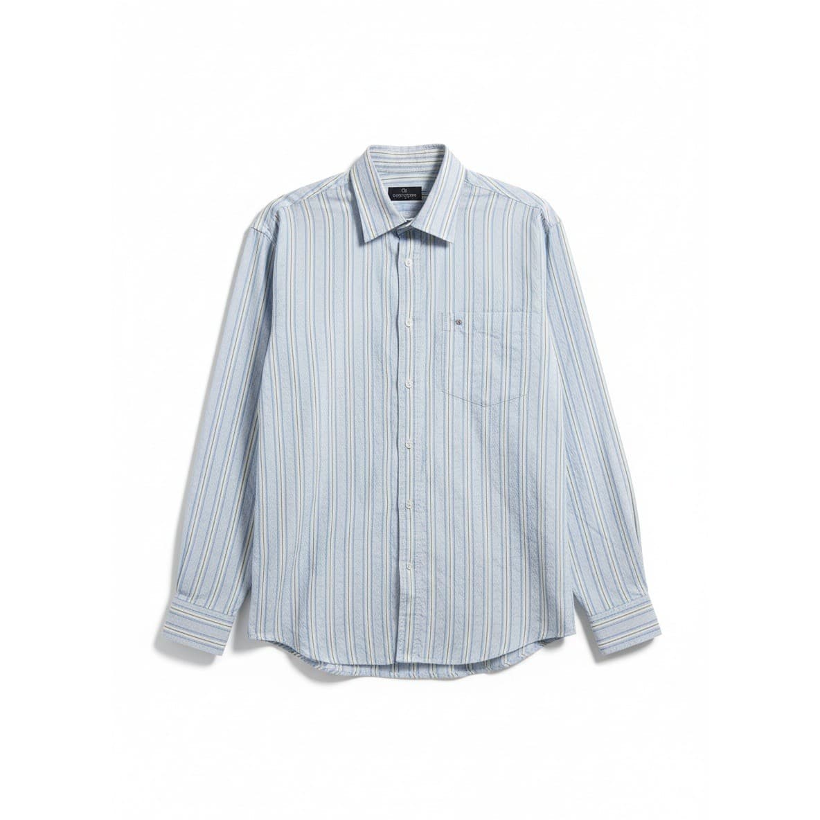 Bugatchi Uomo Blue White Striped Paisley Jacquard Button Down, Men's XL Shirt
