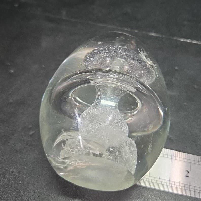 Nuclear Mushroom Handmade Paperweight, Clear Art Glass Egg, Vintage Desk Decor - Thumbnail 10
