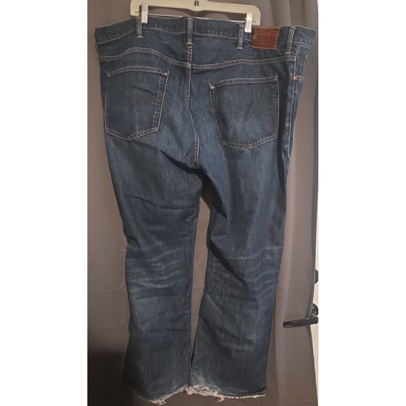 Polo Ralph Lauren 867 Straight Leg Dark Wash Blue Jeans, Men's 48x32 100% Cotton - Thumbnail 4