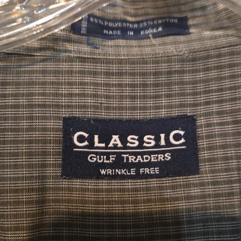 Classic Gulf Traders Grey Microgrid Long Sleeve Button Down Shirt Men's 16-34/35 - Thumbnail 5