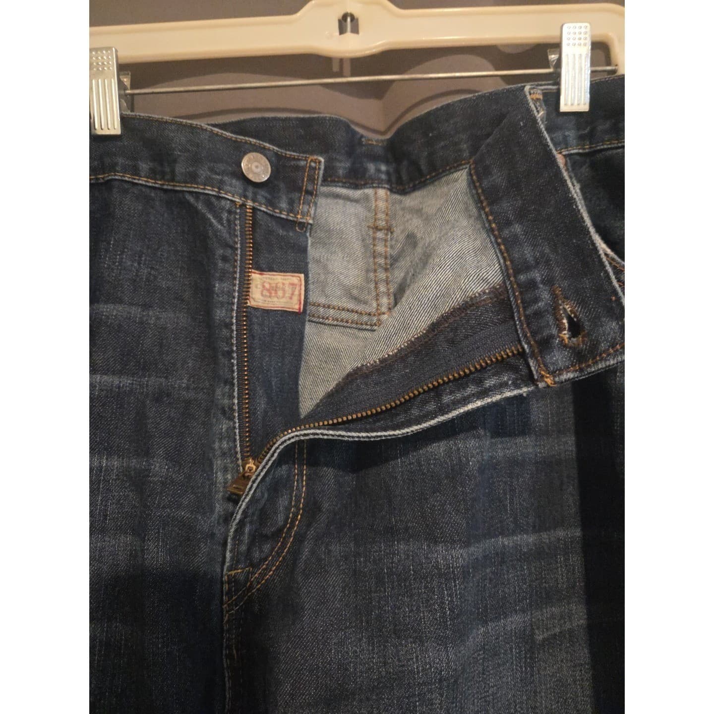 Polo Ralph Lauren 867 Straight Leg Dark Wash Blue Jeans, Men's 48x32 100% Cotton - Thumbnail 7